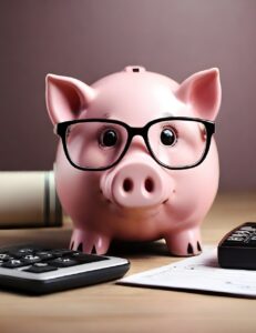 Piggy Bank with glasses.