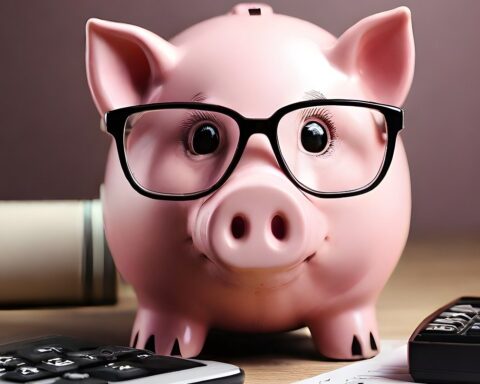 Piggy Bank with glasses.