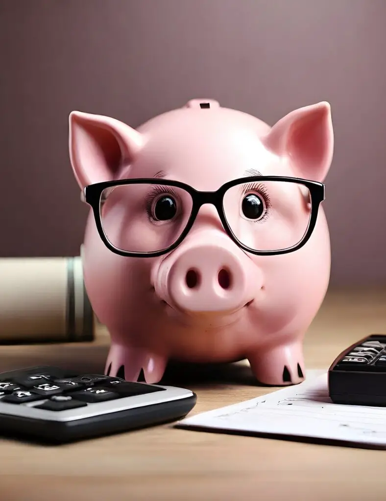 Piggy Bank with glasses.