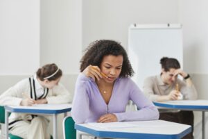 Students taking an exam