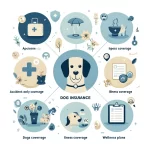 aphic designed to accompany your article on dog insurance. It illustrates the key aspects of different types of dog insurance plans, including Accident-Only Coverage, Illness Coverage, and Wellness Plans.