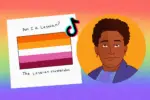 "Am I a Lesbian?" on paper next to TikTok logo.