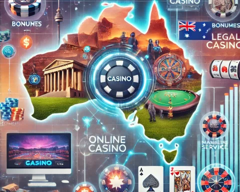 Here's the image created for your article on navigating the world of online casinos in Australia.