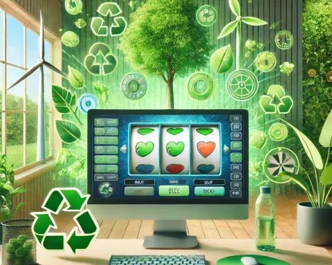 digital illustration showcasing eco-friendly online slot games