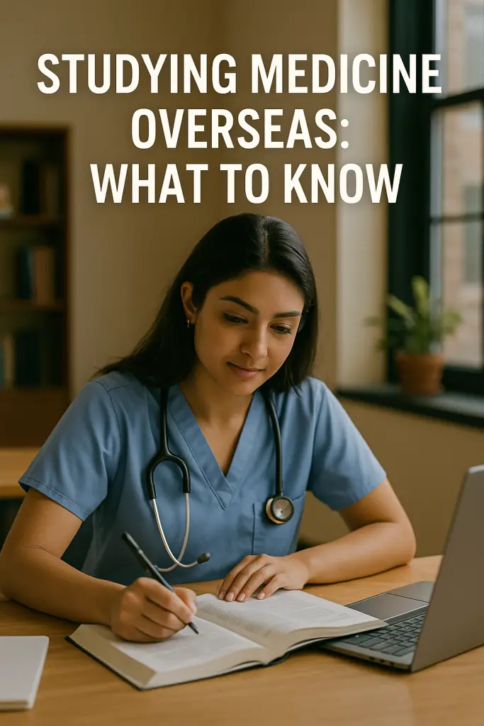 female med student wearing scrubs holding a pencil in her hand